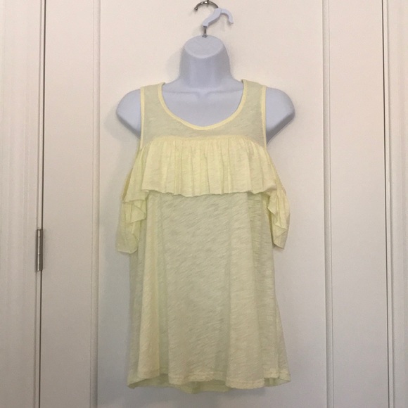 Yellow Cold Shoulder Ruffle Top - Picture 4 of 8